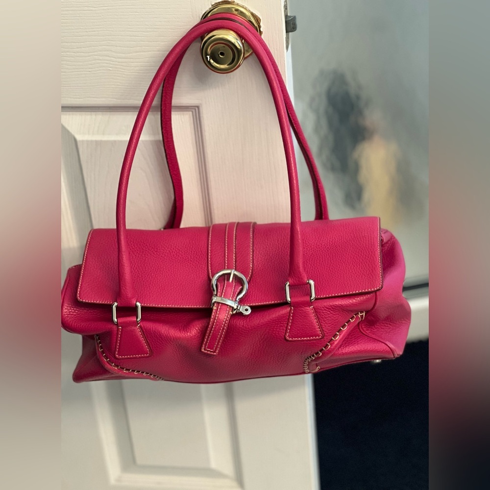 Burberry Fuchsia Leather Shoulder Bag